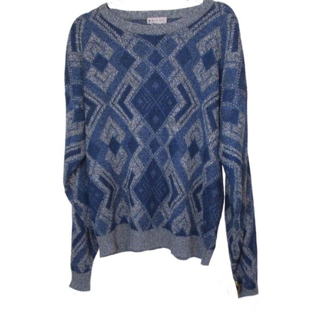 Windridge Mens Vintage  Blue Acrylic Sweater Large